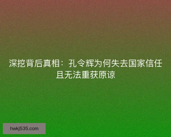 深挖背后真相：孔令辉为何失去国家信任且无法重获原谅